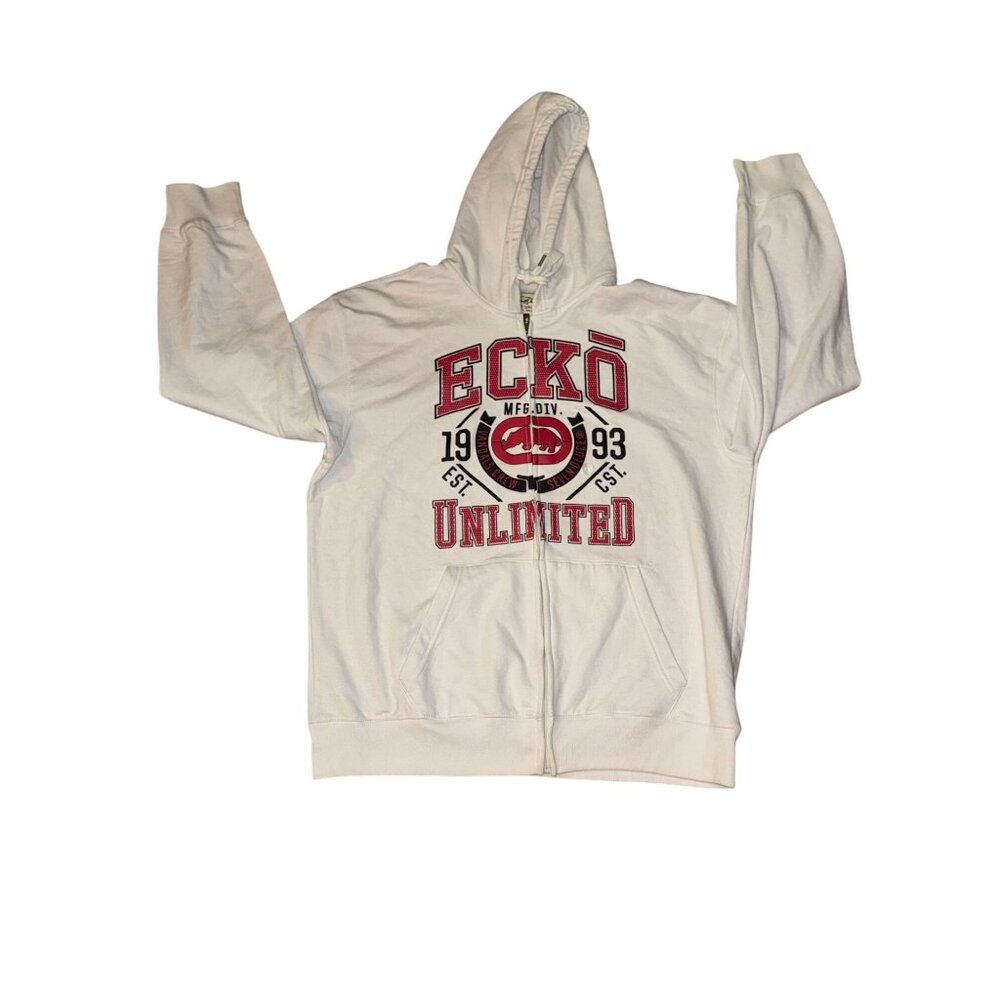 Ecko Unltd. White Hoodie XXL 100% Cotton Graphic Sweatshirt